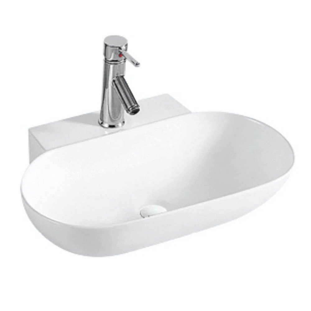 Lavabo sobre encimera de cerámica blanco brillo Vento 56 M