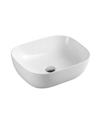 Lavabo sobre encimera de cerámica blanco brillo Evea 49