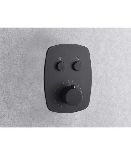 Ducha negro termostática empotrada pared Hidra IMEX