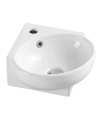 Lavabo de esquina de cerámica blanco brillo Mini 39