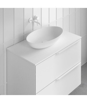 Lavabo sobre encimera blanco mate de solid surface Volta