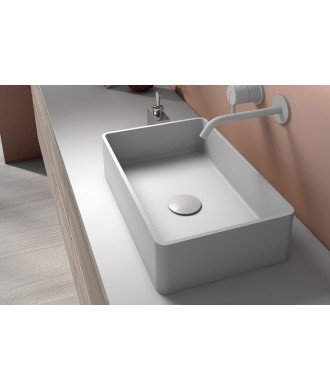 Lavabo sobre encimera blanco mate de solid surface Taos