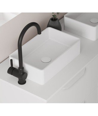 Lavabo sobre encimera blanco mate de solid surface Taos