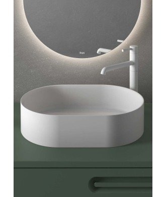 Lavabo sobre encimera blanco mate de solid surface Oval