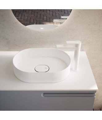 Lavabo sobre encimera blanco mate de solid surface Oval