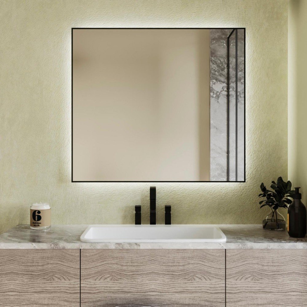 Espejo led con marco negro mate Chessnut Bathdecor