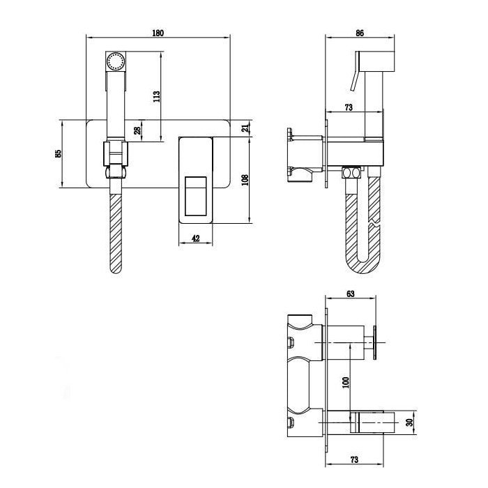 Grifo negro y dorado empotrado de bidé Suecia IMEX