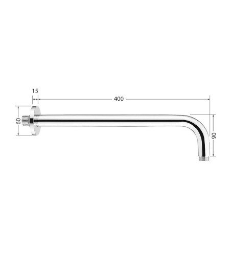 Brazo Ducha Redondo Pared 40 Cm Latón