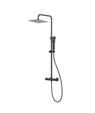 Columna Monomando Cuadrada Gun Metal Negra T 2 Vias