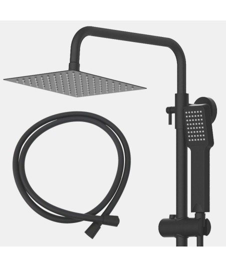 Columna Monomando Cuadrada Gun Metal Negra T 2 Vias