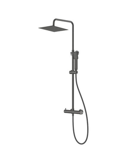 Columna Monomando Cuadrada Gun Metal Negra T 2 Vias