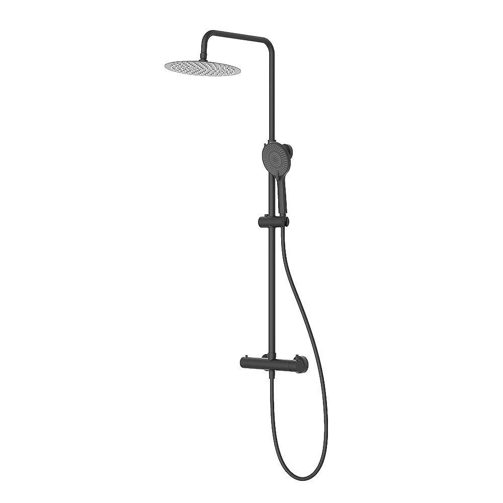 Columna Monomando Redonda Gun Metal Negra T 2 Vias