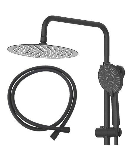 Columna Monomando Redonda Gun Metal Negra T 2 Vias