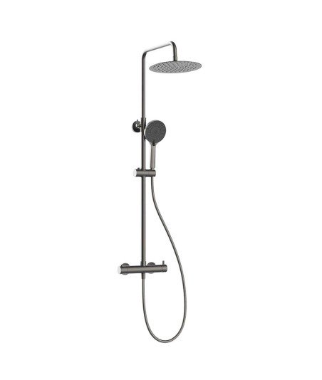 Columna Monomando Redonda Gun Metal Negra T 2 Vias