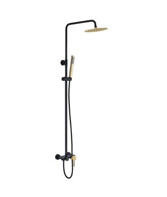 Columna Monomando Redonda Oslo Black Oro 3 Vías 96-136 Cm