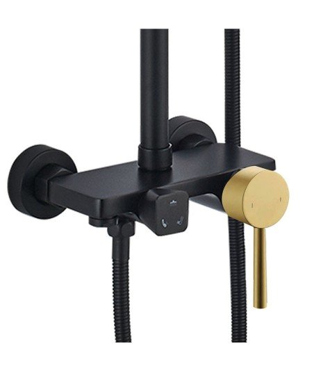 Columna Monomando Redonda Oslo Black Oro 3 Vías 96-136 Cm