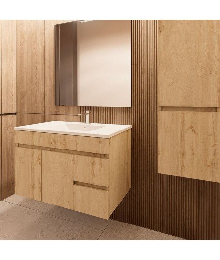 Conjunto De Baño Basic 80 Cambrian 2 Caj Y Puertas Suspendido