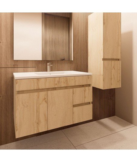 Conjunto De Baño Basic 80 Cambrian 2 Caj Y Puertas Suspendido