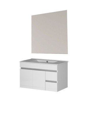 Conjunto De Baño Basic 80 Gris 2 Caj Y 2 Puertas Suspendido