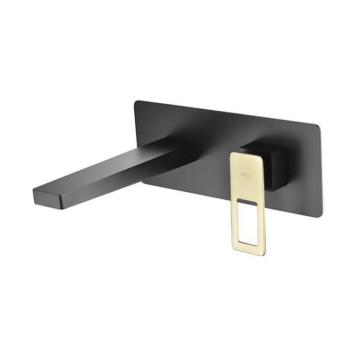 Grifo negro y dorado empotrado de lavabo Suecia IMEX