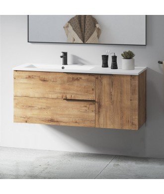 Conjunto De Baño Tribeca 100 Roble Ostippo 2C+1P Suspendido