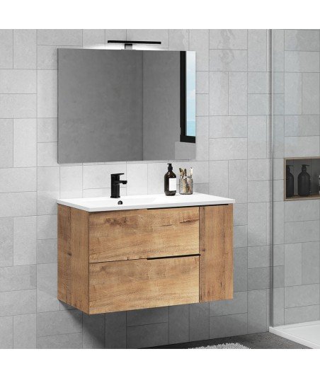 Conjunto De Baño Tribeca 80 Roble Ostippo 2C+1P Suspendido