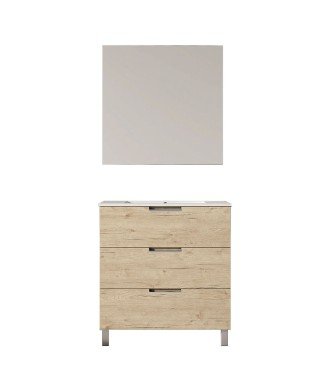 Conjunto De Baño Volga 80 Roble 3 Cajones Con Patas