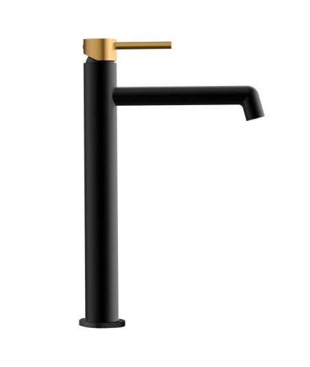 Monomando De Lavabo Alto Oslo Black Oro