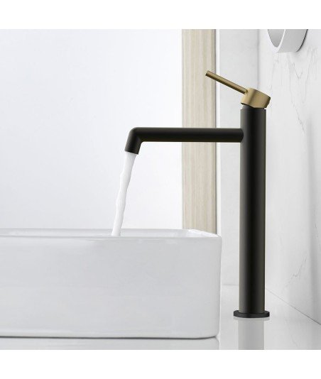 Monomando De Lavabo Alto Oslo Black Oro