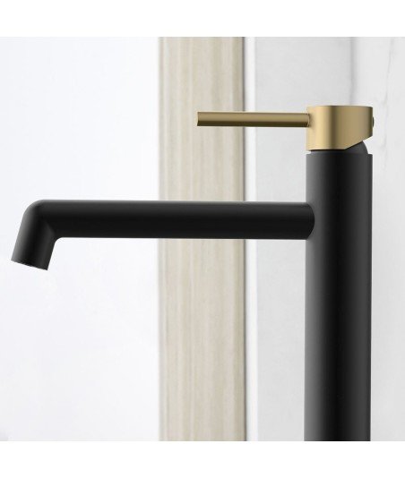 Monomando De Lavabo Alto Oslo Black Oro