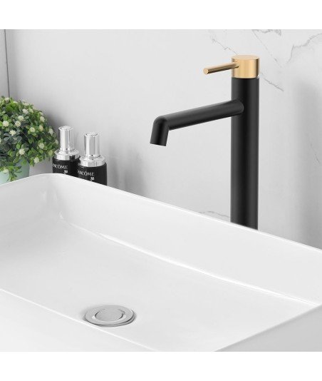 Monomando De Lavabo Alto Oslo Black Oro