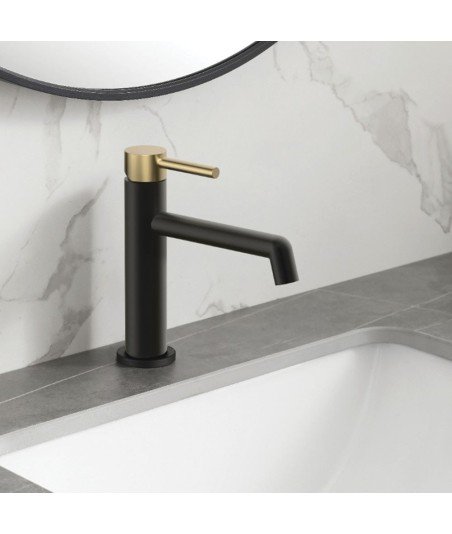 Monomando De Lavabo Oslo Black Oro
