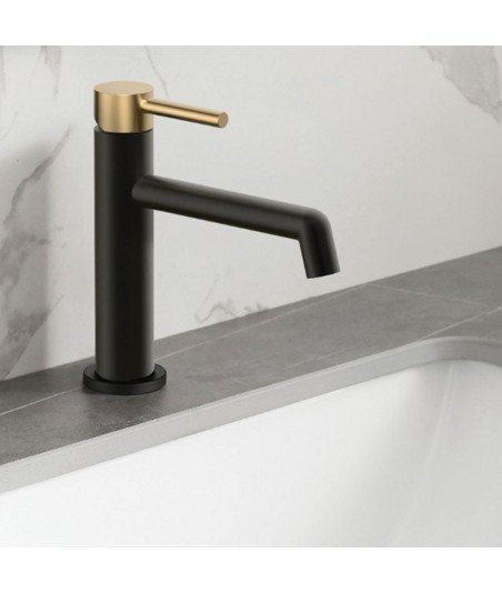 Monomando De Lavabo Oslo Black Oro