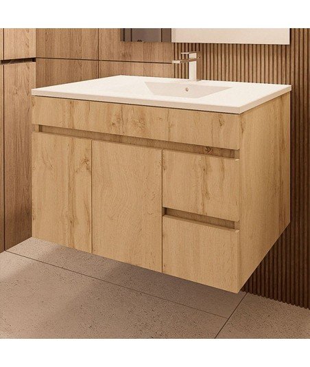 Mueble + Lavabo Basic 80 Cambrian 2 Caj Y Puertas Suspendido