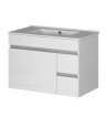 Mueble + Lavabo Basic 80 Gris 2 Caj Y Puertas Suspendido