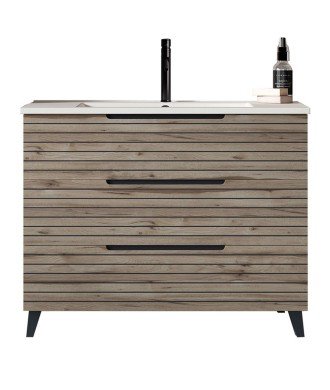 Mueble + Lavabo Kenia 100 Desierto 3 Cajones Con Patas