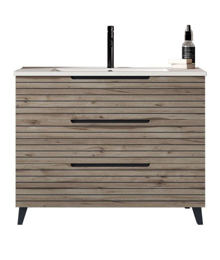 Mueble + Lavabo Kenia 100 Desierto 3 Cajones Con Patas