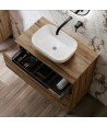 Mueble + Lavabo Sobrencimera Kenia 100 Desierto 3 Cajones Con Patas