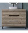 Mueble + Lavabo Sobrencimera Kenia 100 Desierto 3 Cajones Con Patas