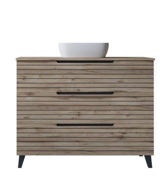 Mueble + Lavabo Sobrencimera Kenia 80 Desierto 3 Cajones Con Patas
