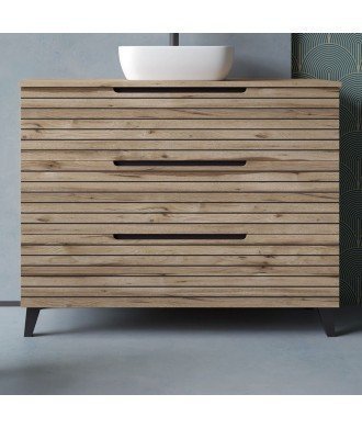 Mueble + Lavabo Sobrencimera Kenia 80 Desierto 3 Cajones Con Patas