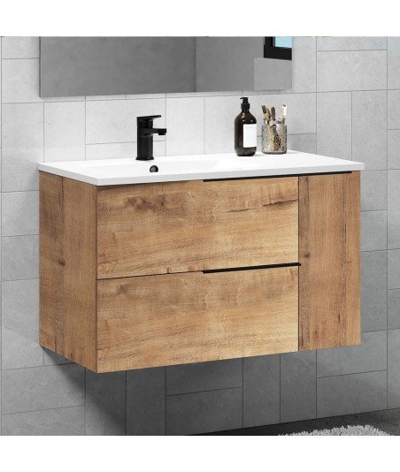 Mueble + Lavabo Tribeca 80 Roble Ostippo 2C+1P Suspendido