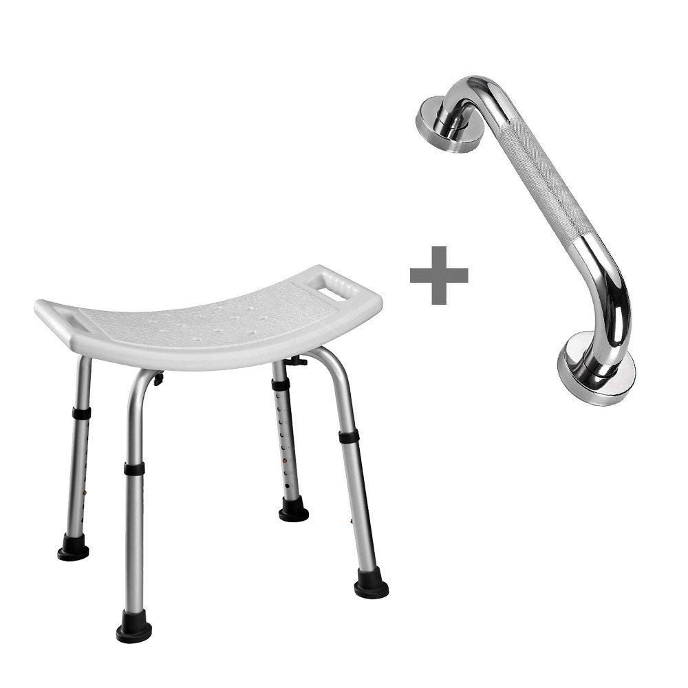 Pack Banqueta De Ducha Cuadrada + Asa Antideslizante 30 Cm