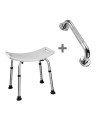 Pack Banqueta De Ducha Cuadrada + Asa Antideslizante 30 Cm