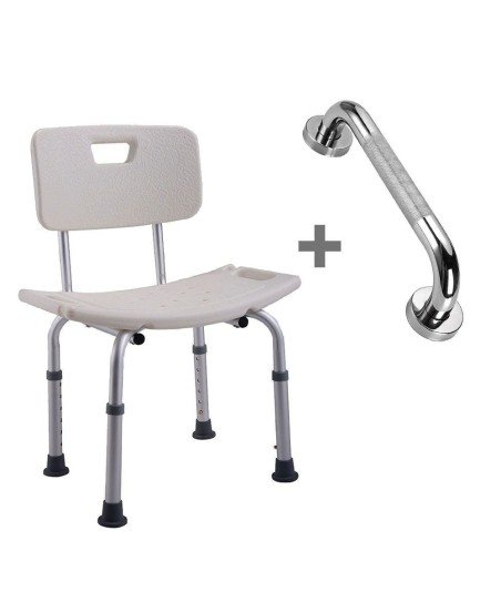 Pack Silla De Ducha Cuadrada + Asa Antideslizante 30 Cm