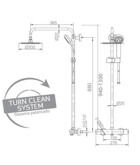 Columna negra termostática de ducha Kent IMEX