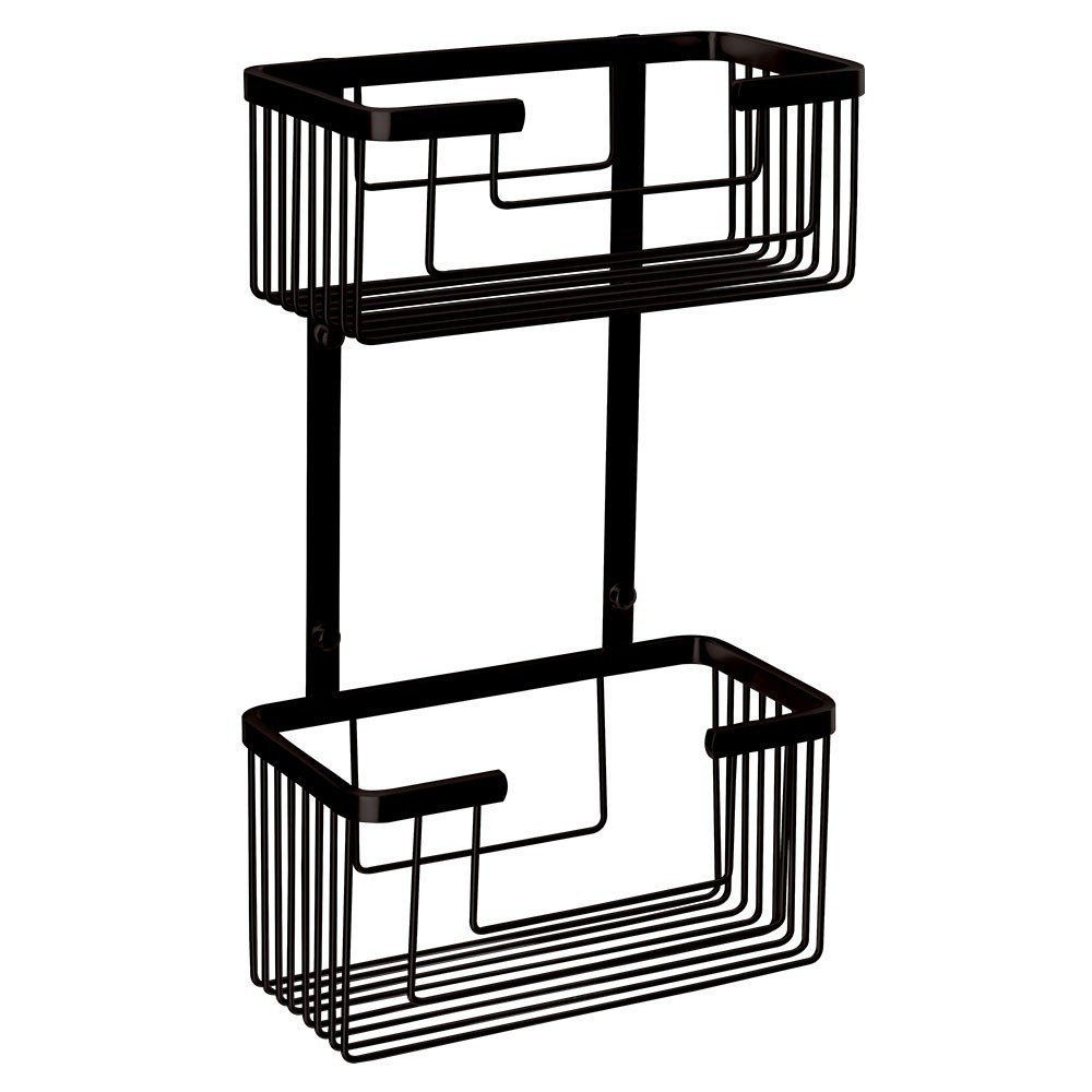 Portagel Ducha Doble Rectangular Negro mate