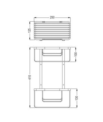 Portagel Ducha Doble Rectangular Negro mate