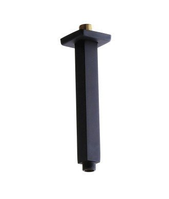 Brazo Ducha Cuadrado Techo 20 Cm Negro mate