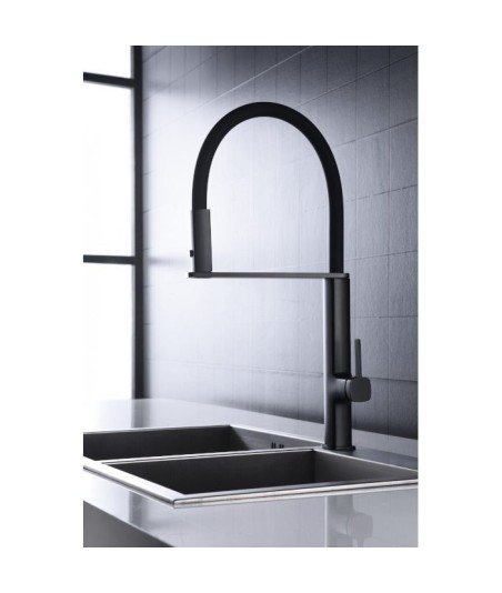 Grifo negro extraíble de cocina Menorca IMEX